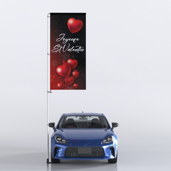 Oriflammes avec mât de parking Saint Valentin