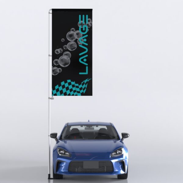 Oriflammes avec mât de parking Lavage