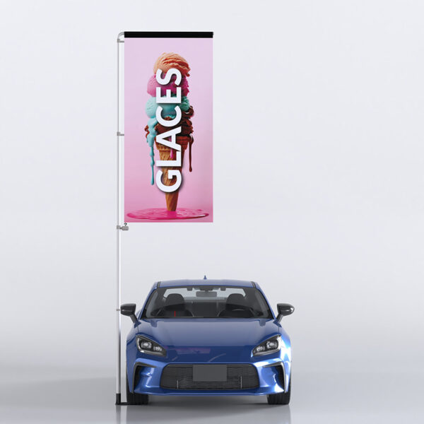 Oriflammes avec mât de parking Glaces