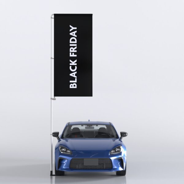 Oriflammes avec mât de parking Black Friday